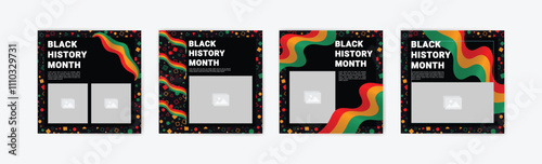 Collection of black history month social media posts. Celebrating black history month.	
