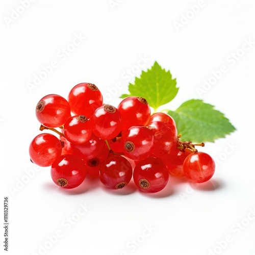 Fresh red currants with green leaf.