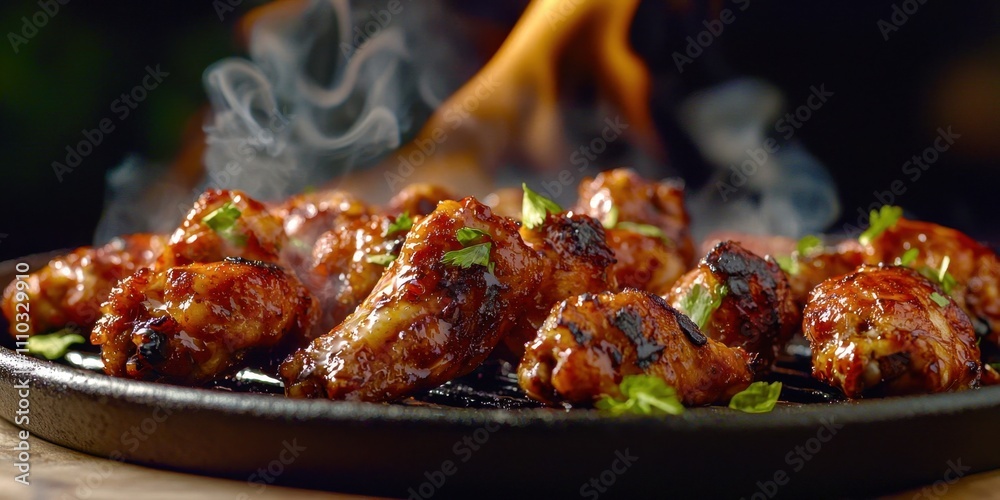 Plate of chicken wings with a side of parsley Plate of chicken wings with a side of parsley
