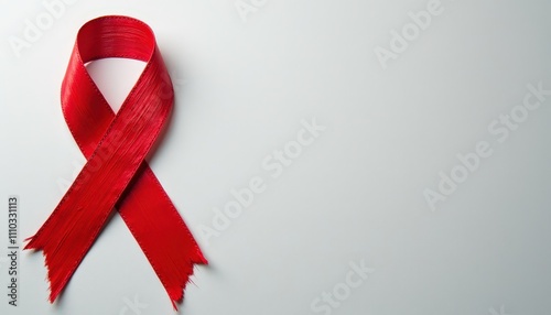 Red Ribbon Painted on a Canvas with Bold Strokes to Represent the Global HIV and AIDS Awareness Movement and the Fight for a Cure. photo