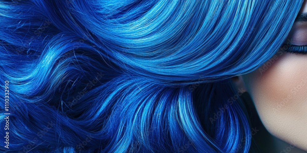 Naklejka premium Woman with long blue hair