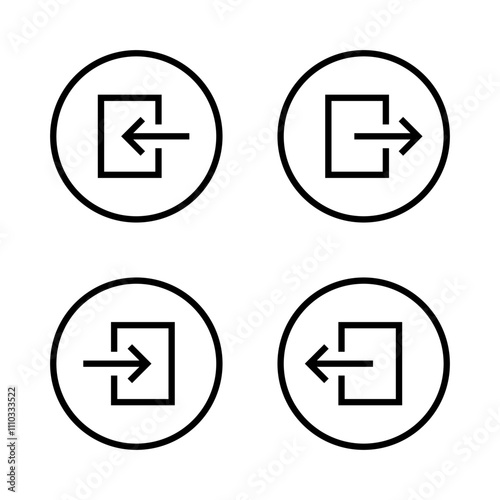 Login and logout icon on circle line. Enter and exit sign symbol