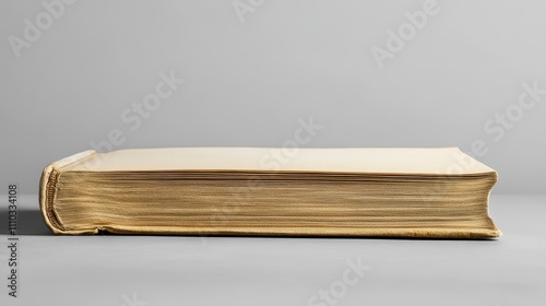 Aged Book, Vintage Tome, Antiquarian Volume, Classic Literature, Side Profile View,  Old Paper Texture,  Gilt-edged Pages,  History and Knowledge,  Preserved Literary Work,  Aged Book Detail
