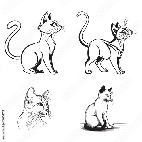 Hand drawn animals silhouette set illustration

