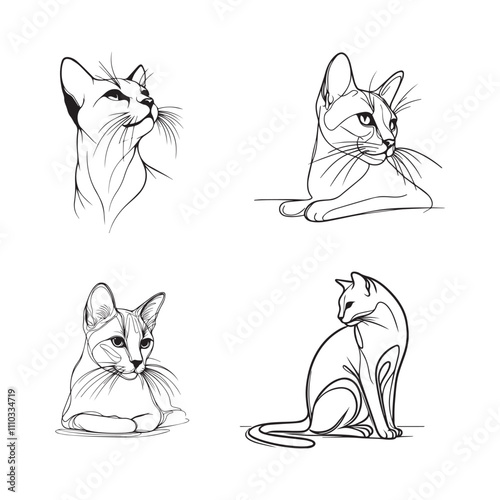 Hand drawn animals silhouette set illustration
