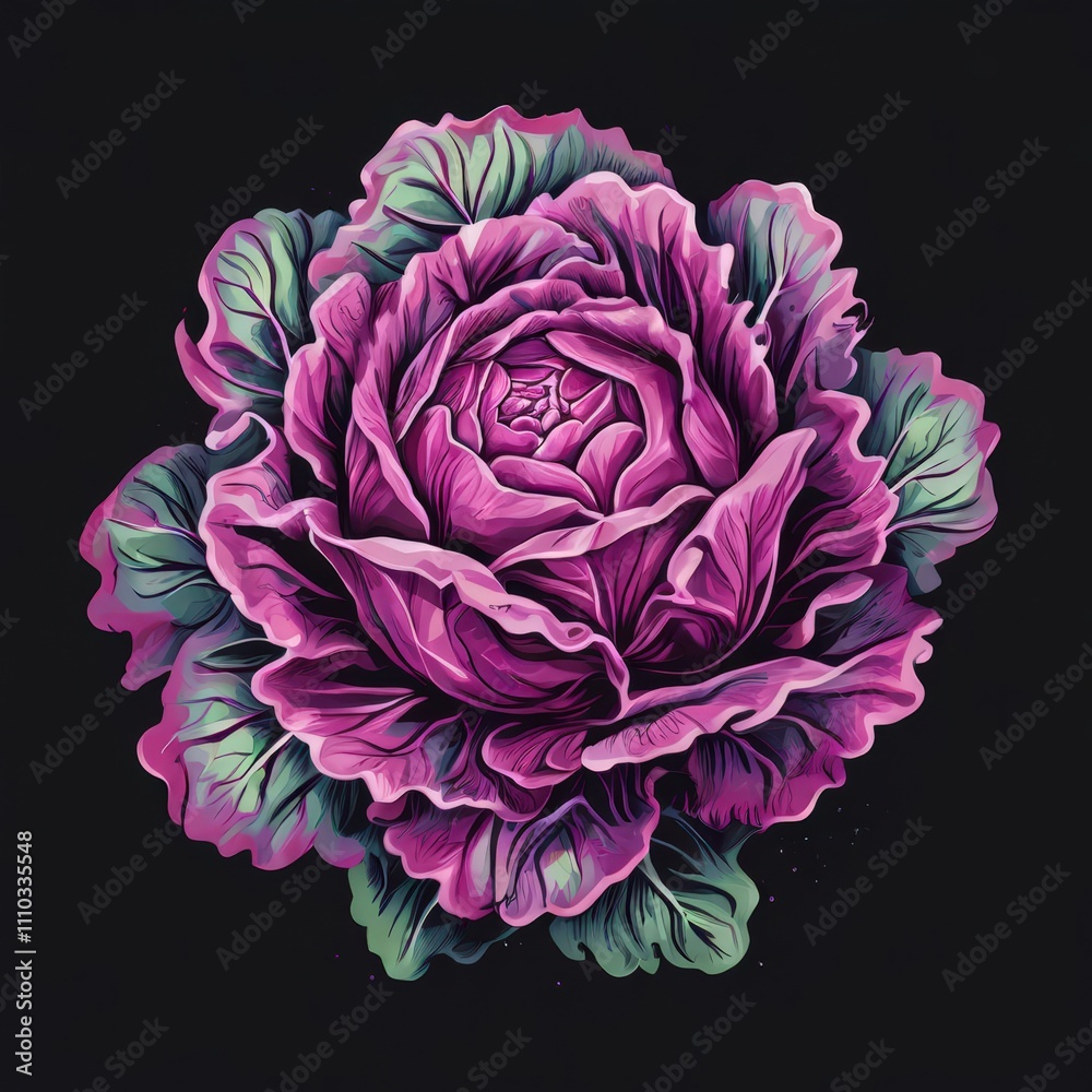 the AI Image Generator, Vibrant Purple Decorative Cabbage