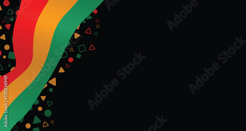 Background design for Black History Month with red, yellow and green ornaments. Design for Black History Month campaign.