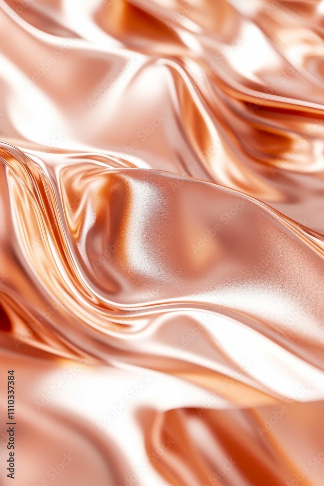 Fototapeta premium Abstract copper fabric, flowing, shiny, smooth.