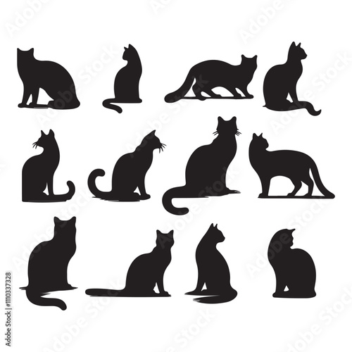 Hand drawn animals silhouette set illustration
