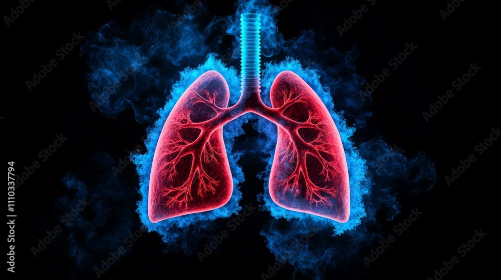 Visual of Lungs Surrounded by Toxic Fumes and Decay Visual of Lungs Surrounded by Toxic Fumes and Decay