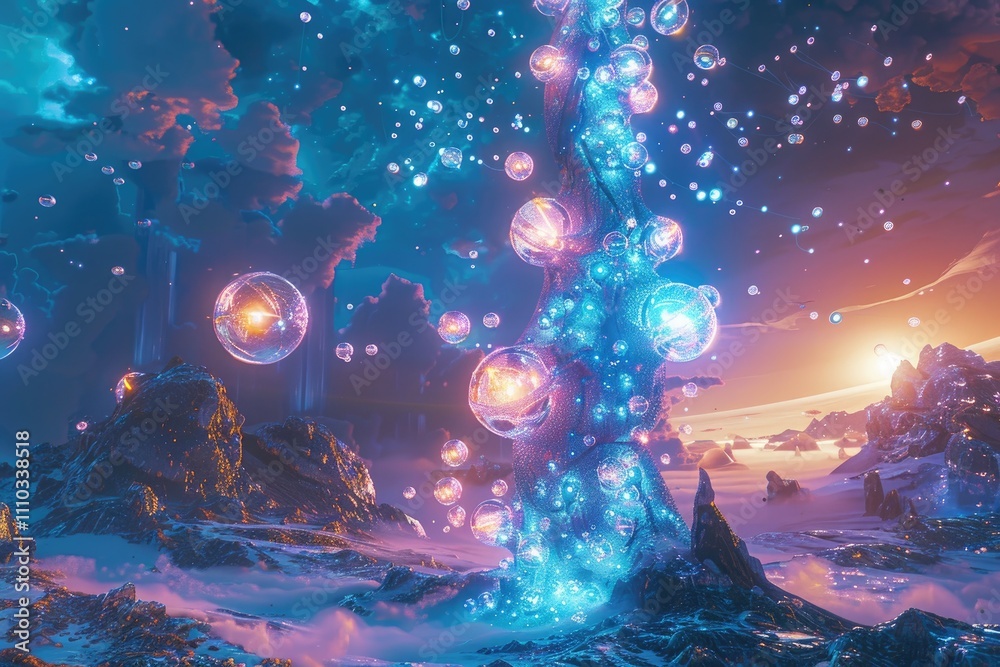 Celestial Spire Rising Through a Dreamlike Landscape Celestial Spire Rising Through a Dreamlike Landscape