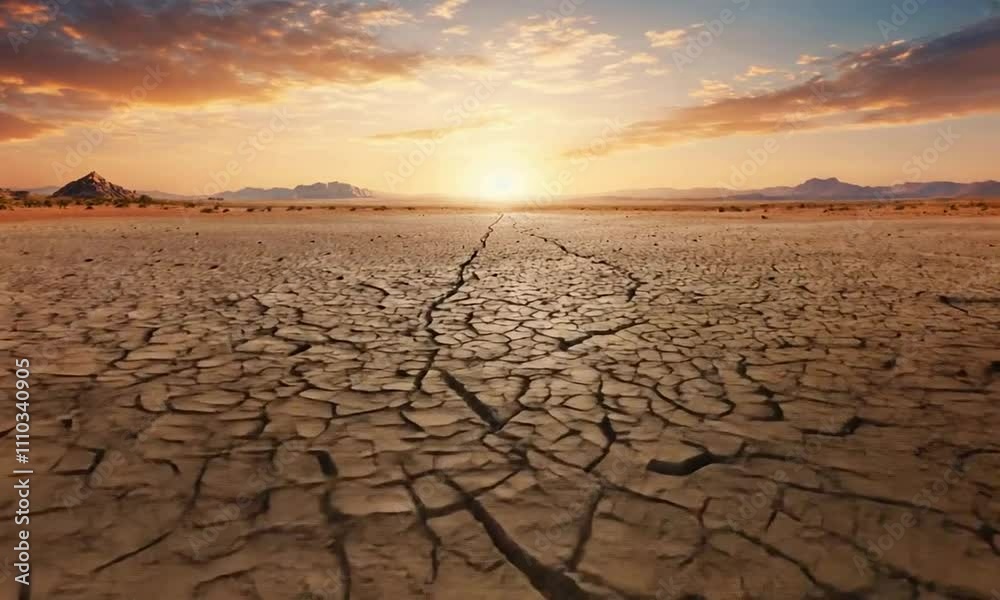 Parched desert landscape with cracked earth and arid soil