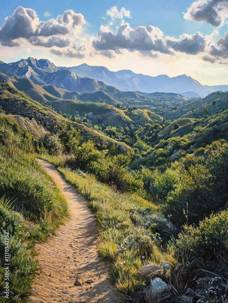 Attractive hiking trail in Santa Barbara California foothills.