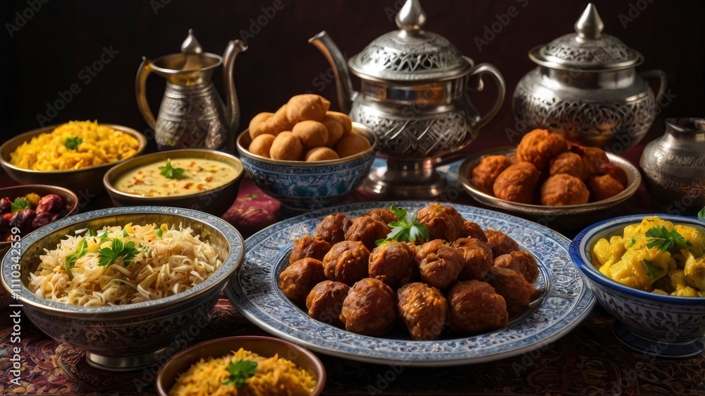 A selection of traditional Arabic cuisine perfect for Iftar during Ramadan A selection of traditional Arabic cuisine perfect for Iftar during Ramadan