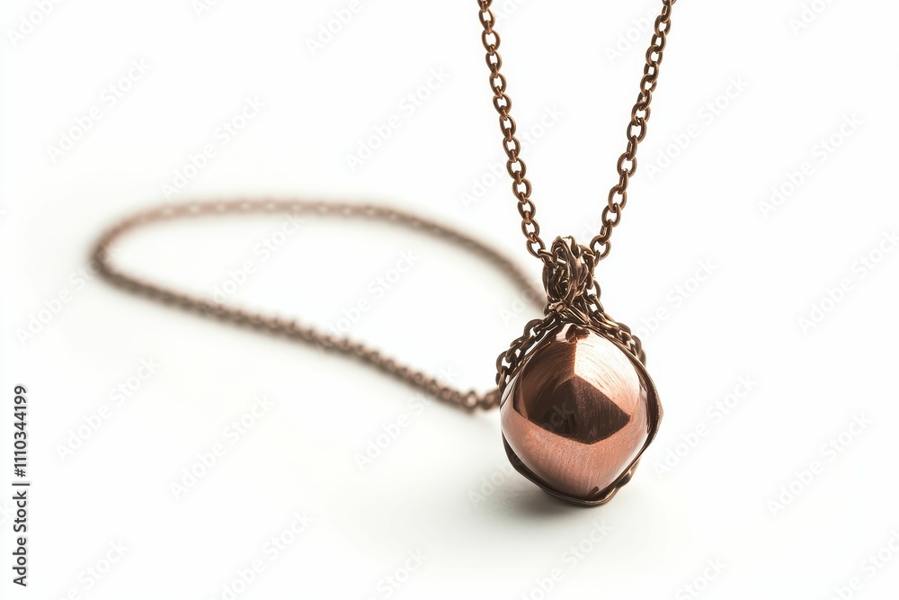 Copper necklace, wire-wrapped pendant, smooth orb. Copper necklace, wire-wrapped pendant, smooth orb.