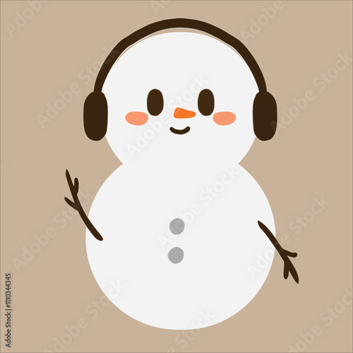 A snowman wearing earmuff in ear head