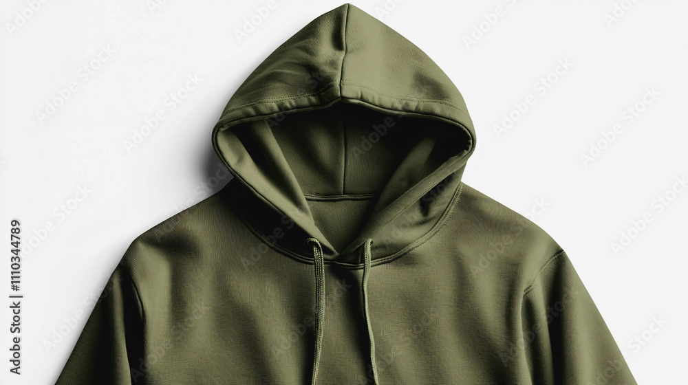 Olive green hoodie mock-up displayed on a clean white background for design presentation