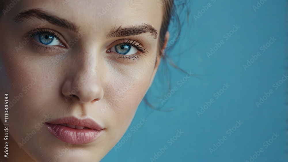 Fototapeta premium woman, beauty, hair, fashion, face, model, eyes, person, makeup, skin, glamour, one, studio, lips, people, red, make-up, looking, closeup, head, lady, style, black, green, brunette