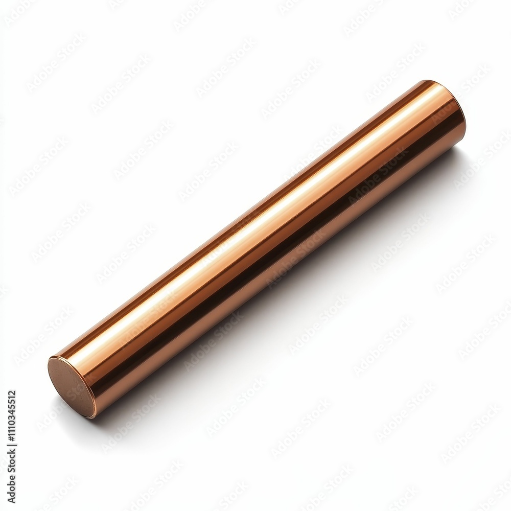Shiny metallic tube, copper color, on white. Shiny metallic tube, copper color, on white.