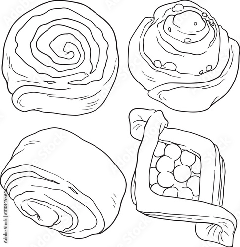 Bread food sketch separated on white. Vector drawing of White, usually known in Europe, America. Food illustration series.