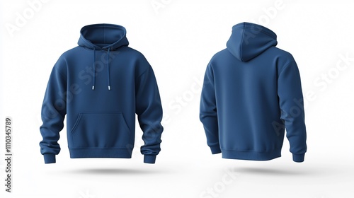 Royal blue hoodie mockup displaying front and back views for casual fashion promotions photo