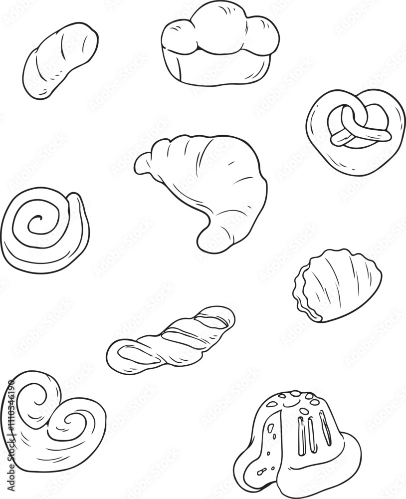 Bread food sketch separated on white. Vector drawing of White, usually known in Europe, America. Food illustration series. Bread food sketch separated on white. Vector drawing of White, usually known in Europe, America. Food illustration series.