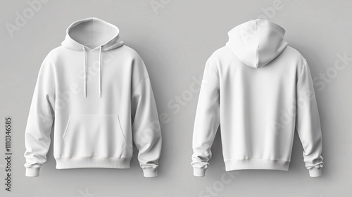 White hoodie mock-up showcasing front and back views for design purposes