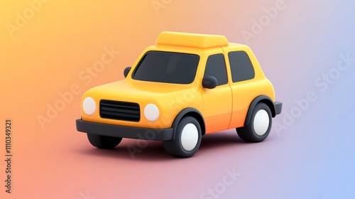 Yearly subscription app icon featuring a mock-up of a vibrant yellow taxi car design photo