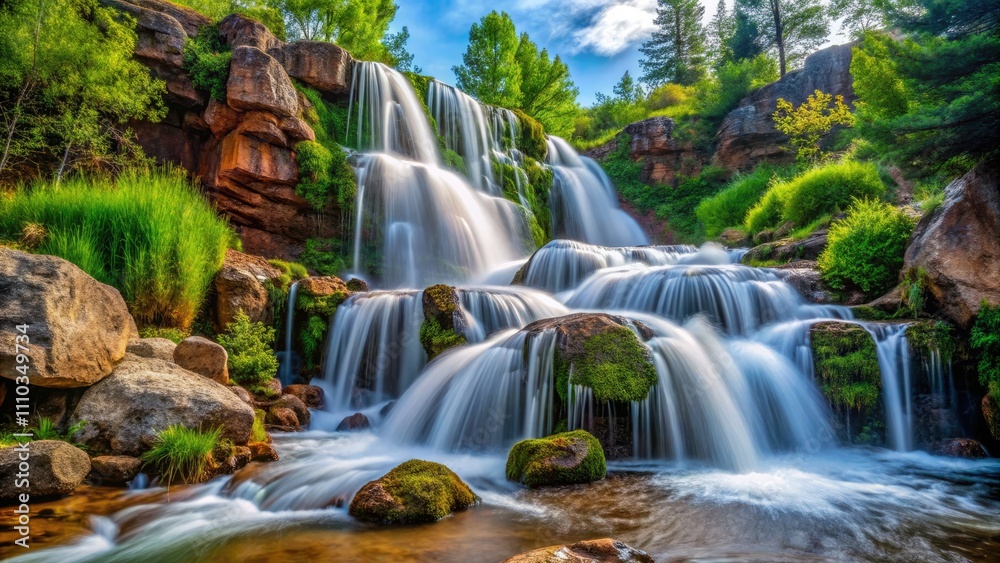 Stunning Macro Photography of a Waterfall in Colorado Springs Capturing Nature's Beauty with Close-Up Shot of Water Droplets, Rocks, and Lush Foliage in Vibrant Colors and Textures Stunning Macro Photography of a Waterfall in Colorado Springs Capturing Nature's Beauty with Close-Up Shot of Water Droplets, Rocks, and Lush Foliage in Vibrant Colors and Textures
