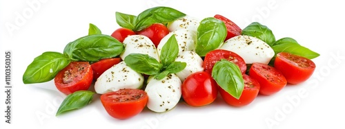 A classic Caprese salad with mozzarella, tomatoes, and basil photo