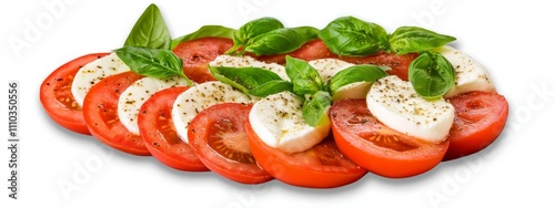 A classic Caprese salad with tomatoes, mozzarella, and basil photo