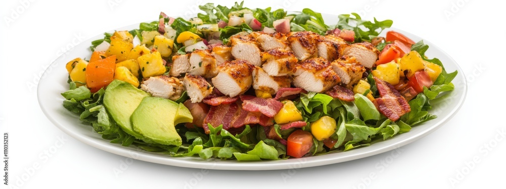 A classic Cobb salad with grilled chicken, bacon, and avocado A classic Cobb salad with grilled chicken, bacon, and avocado