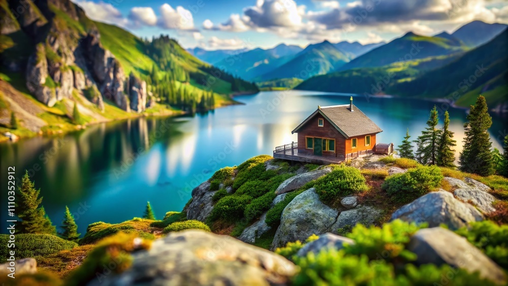 Miniature Cabin on a Scenic Mountaintop Overlooking a Serene Lake - Dream Vacation Home Surrounded by Nature's Beauty and Tranquility for Ultimate Relaxation Miniature Cabin on a Scenic Mountaintop Overlooking a Serene Lake - Dream Vacation Home Surrounded by Nature's Beauty and Tranquility for Ultimate Relaxation