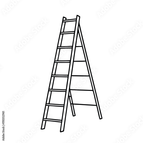 a line drawing of a wooden ladder
