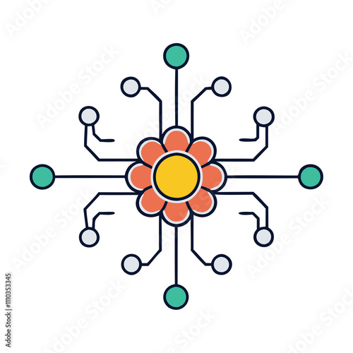 ai algorithm inspired mandala with flowing dat.