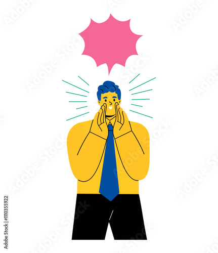 Business man shouting. Concept inform or announce. Flat vector illustration isolated on white background