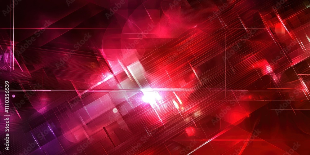 Obraz premium A deep red and purple background with geometric lines and light reflections, adding a modern and stylish touch.