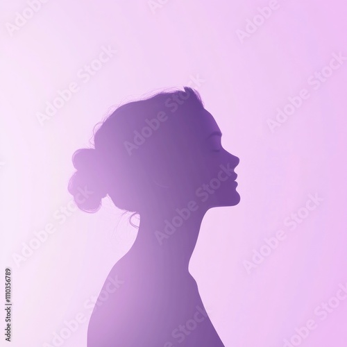 A person with a soft silhouette against a light purple gradient background, evoking a peaceful and serene atmosphere.--x\ --v 6.1 Job ID: 978c682b-c7bc-4e69-97a7-0d9fa4766a44