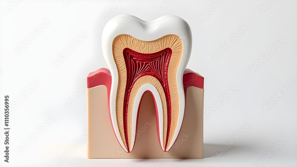 Drawing of the internal structure of a tooth. Drawing of the internal structure of a tooth.