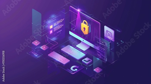 Cybersecurity Concept Focusing on User Privacy Security, Encryption, Secure Internet Access, and Future Technology to Prevent Cyber Crime, Data Vulnerability, and Illegal Connections