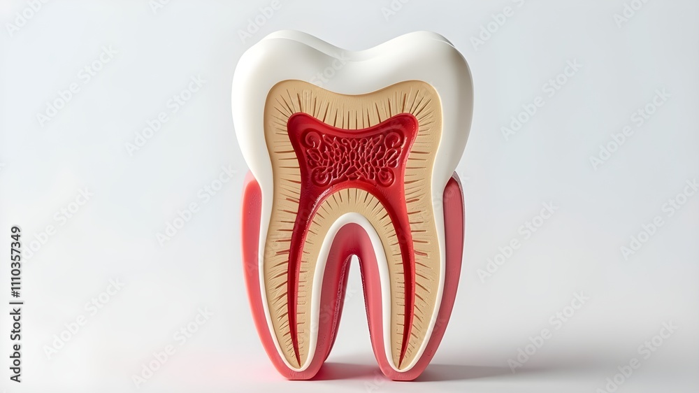 Drawing of the internal structure of a tooth. Drawing of the internal structure of a tooth.