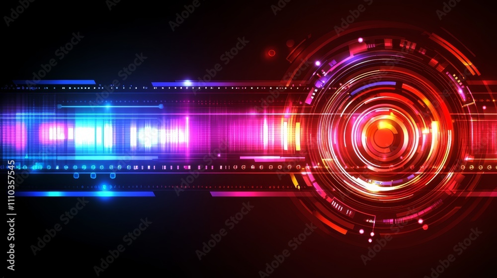Abstract Red Blue Tech Background Digital HUD Interface Abstract Red Blue Tech Background Digital HUD Interface