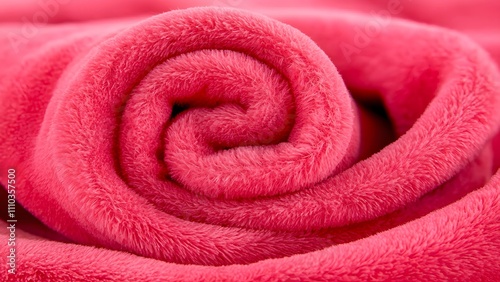 Soft Pink Blanket Rolled Up in a Cozy Spiral