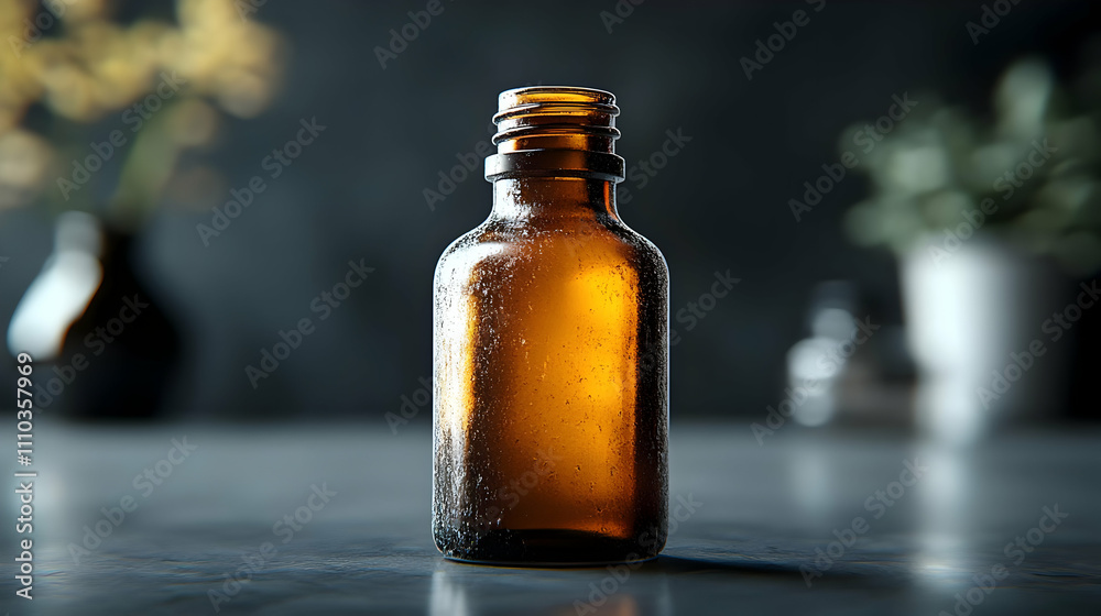 Amber Glass Bottle 3D Render Amber Glass Bottle 3D Render