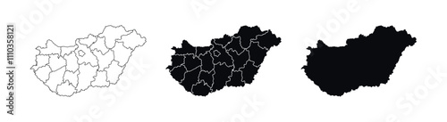 Hungary Map vector icon. Map of Hungary various styles.