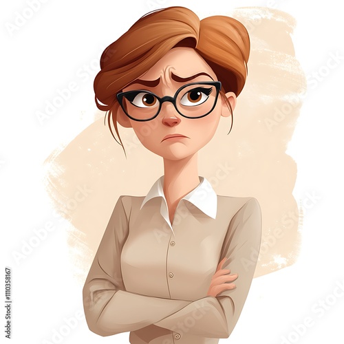 Frustrated and Sad School Teacher Woman in a Classroom Setting, Conveying Emotion Through Expression and Body Language Amidst a Challenging Educational Environment