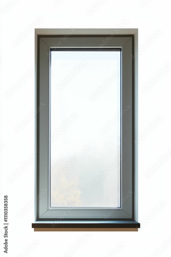 Modern window, gray frame, frosted glass. Modern window, gray frame, frosted glass.