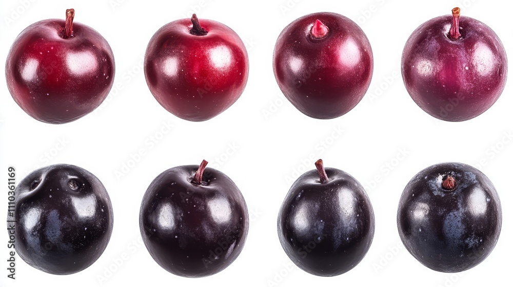Fresh Red and Black Plums Isolated Fruits Juicy Produce Fresh Red and Black Plums Isolated Fruits Juicy Produce