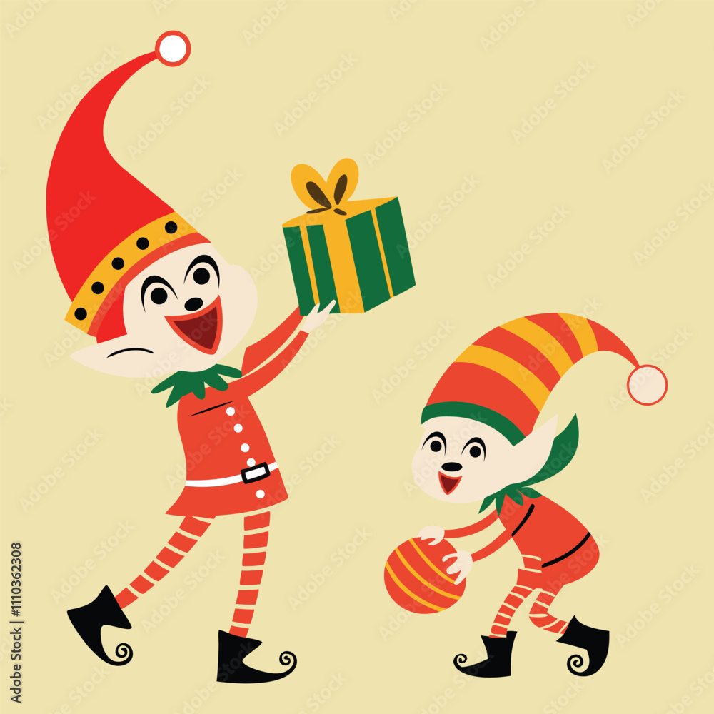 Naklejka premium Christmas Cartoon Illustration 