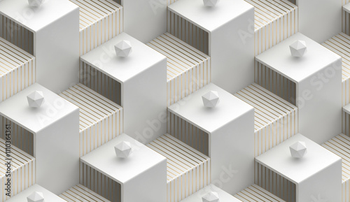 Geometric 3D Box Stairs Pattern for Modern Wallpaper Design